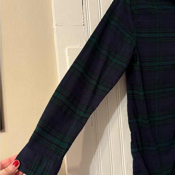 Vineyard Vines Boys Large 14/16 Navy Green Plaid Flannel Button Down Shirt - Picture 2 of 8